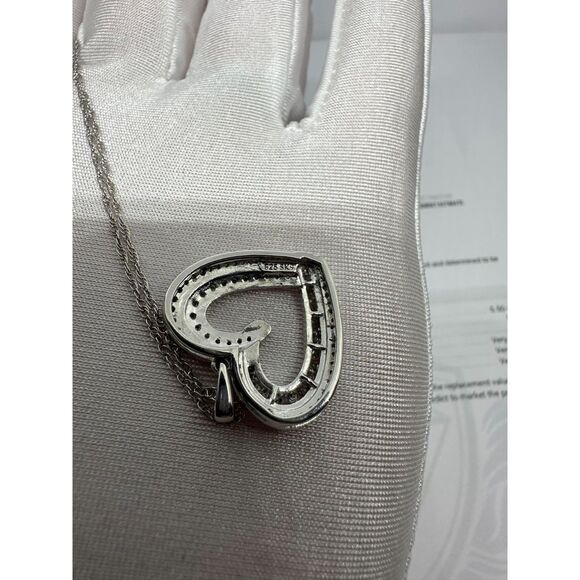 .50 Ct Natural Diamond Heart Shaped Necklace Sterling silver - Picture 4 of 5